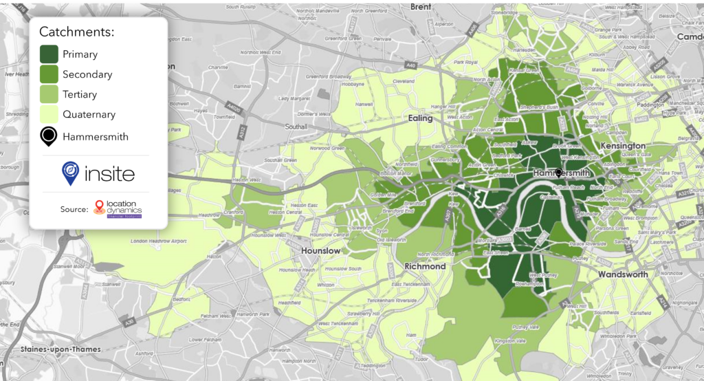 InSite screenshot of financial catchment of Hammersmith area